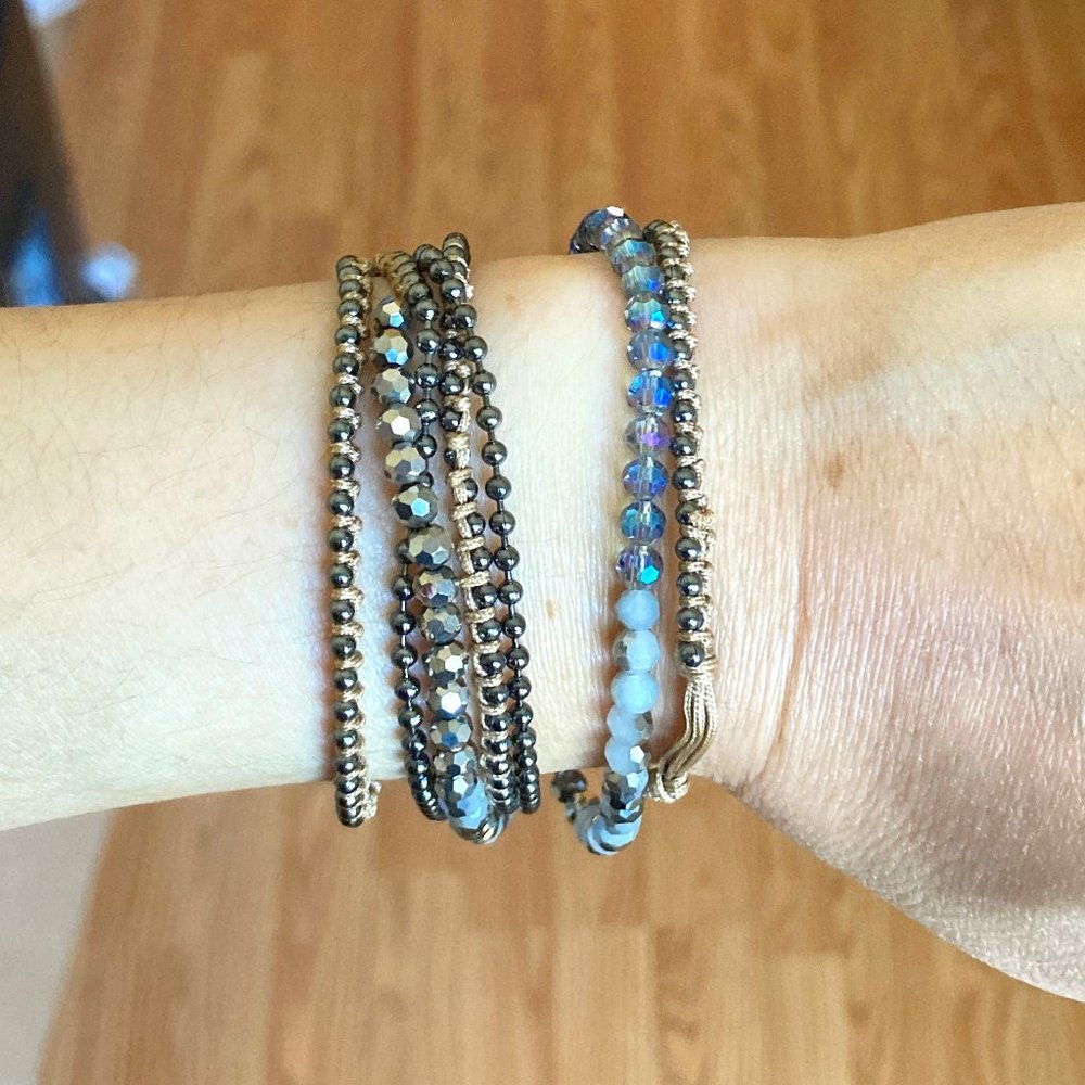 Brand New Bead + Thin Chain Multi Wrap Bracelet